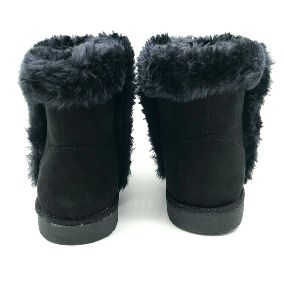 New! Falls Creek Carly Faux Fur Booties Black Suede Women’s winter boots - Picture 5 of 9